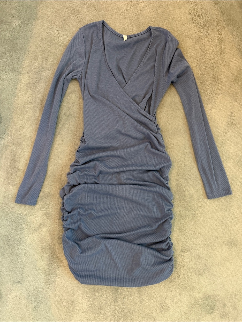 PINK BLUSH MATERNITY Long-Sleeve Ruched Wrap Dress in Slate Blue